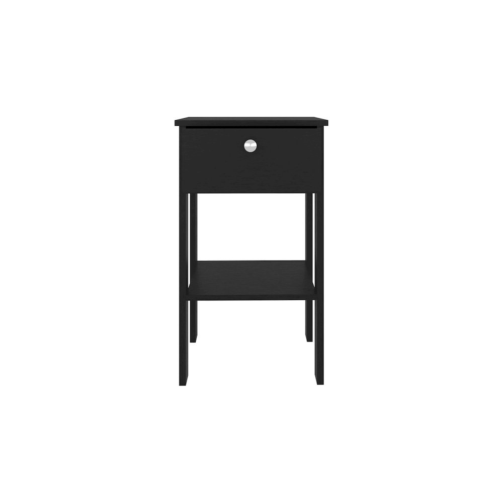 Shongopovi One Drawer Nightstand with Open Shelf, Compact Design, Wenge. Picture 2