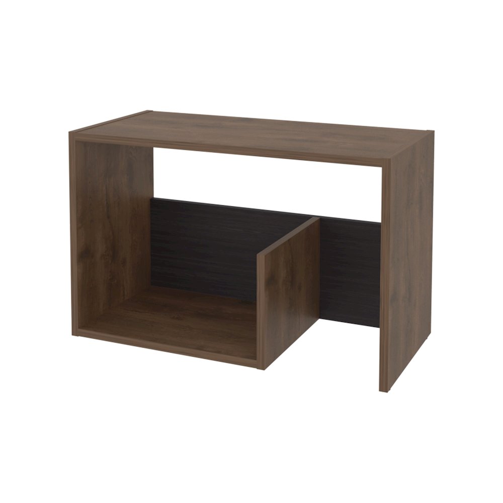 Vega Side Table in Melamine with Open Storage, Dark Brown and Wengue. Picture 6