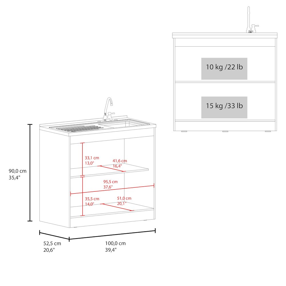 Extremo Kitchen Storage Cabinet with 2 Doors and 3 Shelves, WHITE AND WENGUE. Picture 3