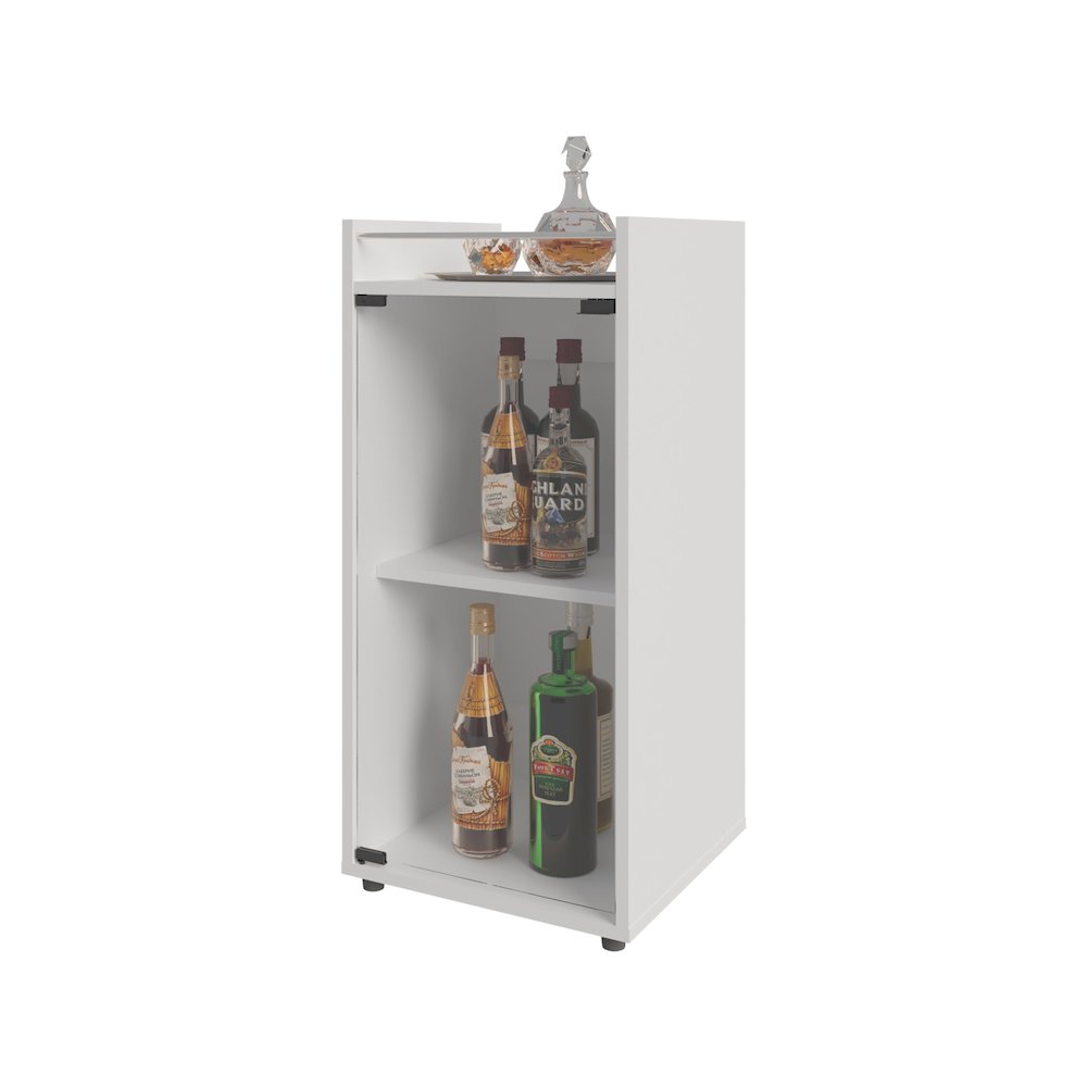 Glass Door Bar Cabinet with Shelves, White. Picture 8