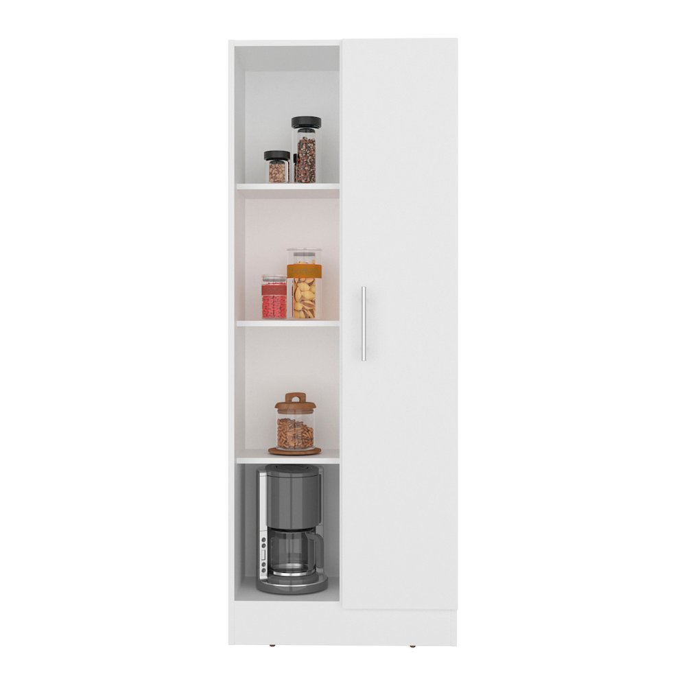 Kitchen Pantry Cabinet with 3 Closed and 3 Open Compartments for Storage, White. Picture 5