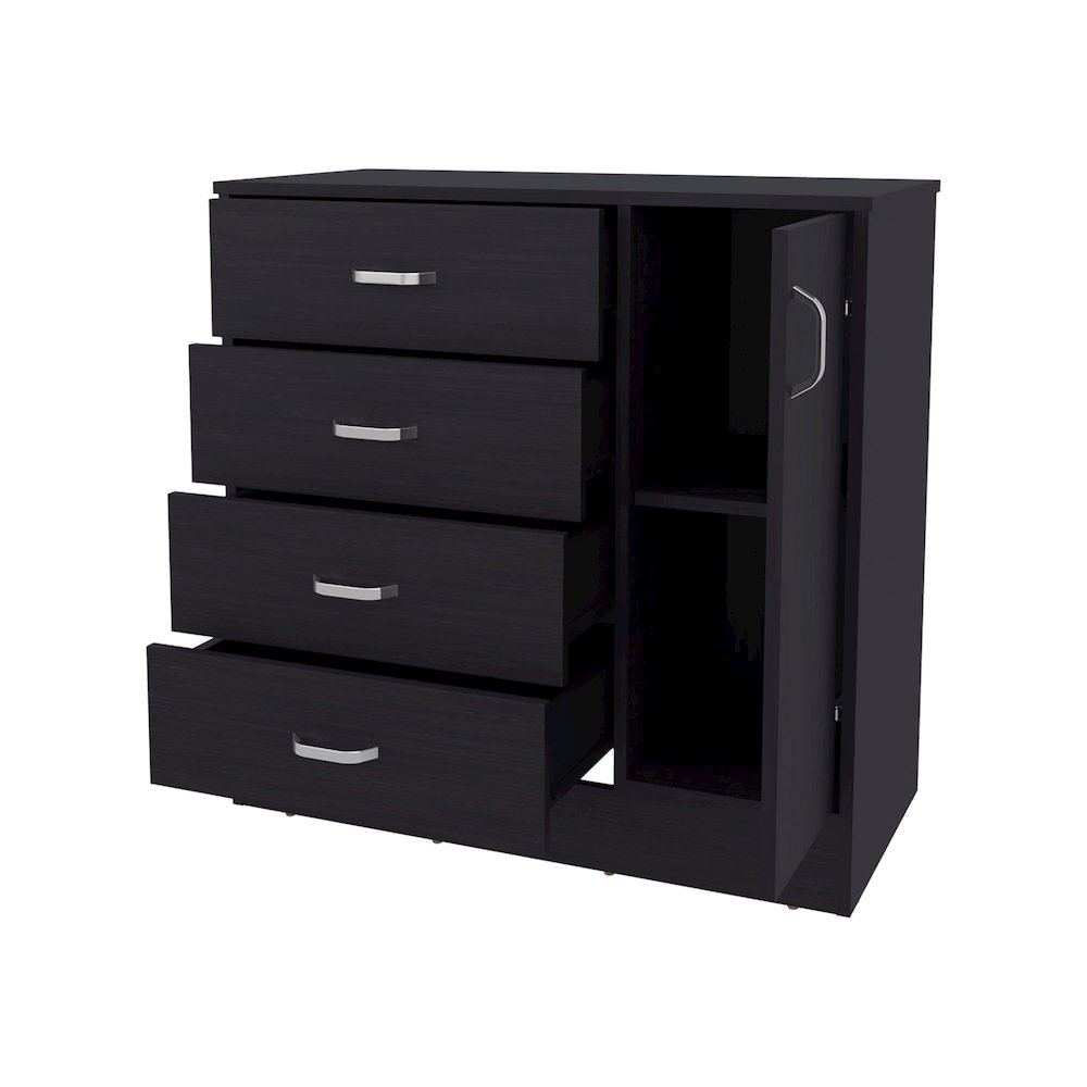 4-Drawer Dresser with Side Cabinet, Freestanding Storage Organizer, Wenge. Picture 3