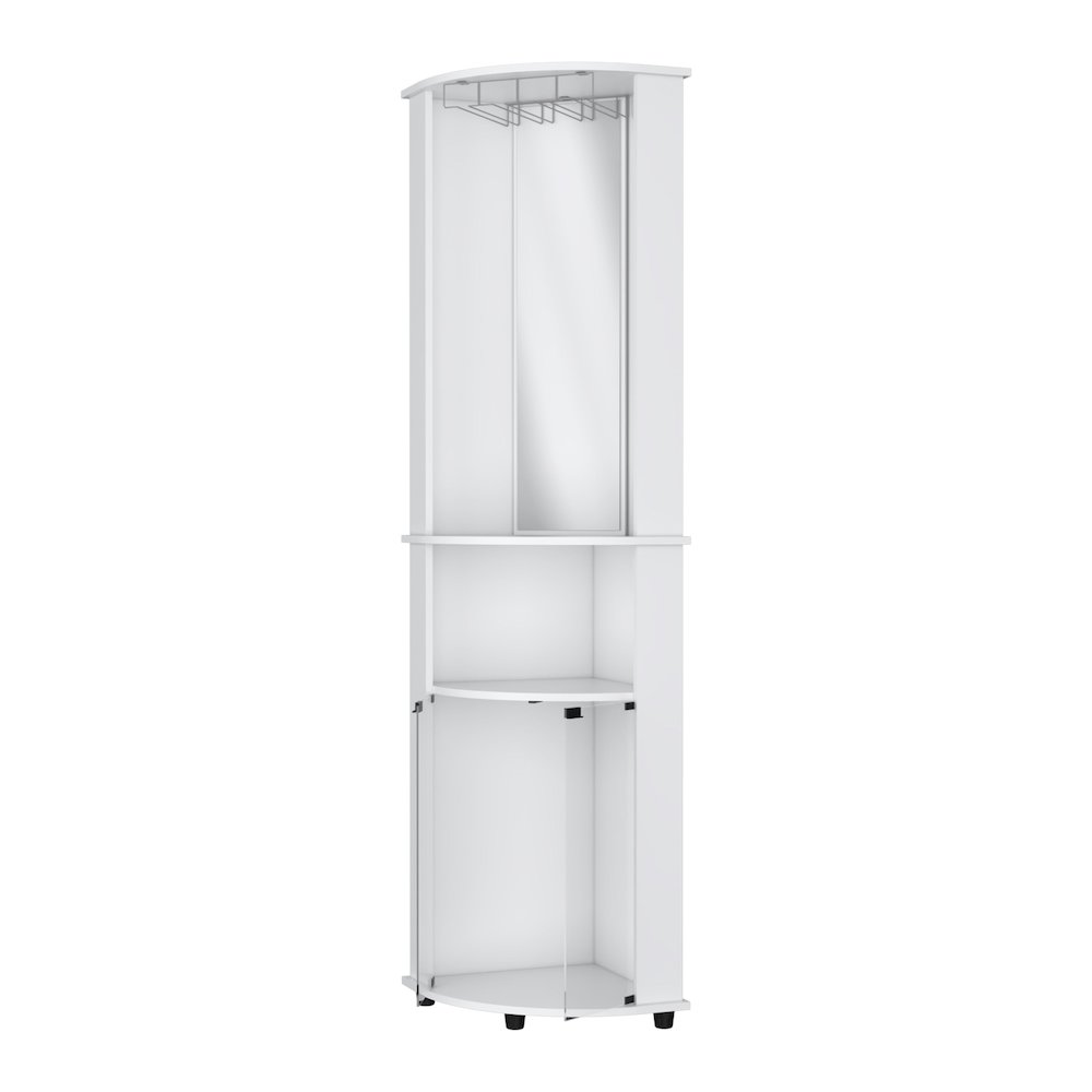 Oregon Corner Bar Cabinet, 3-Tier Shelf with Glass Rack. Picture 4