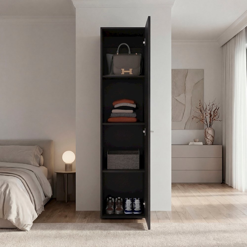 Storage Cabinet with 4 Shelves for Clothes and Accessories, Modern Design. Picture 4