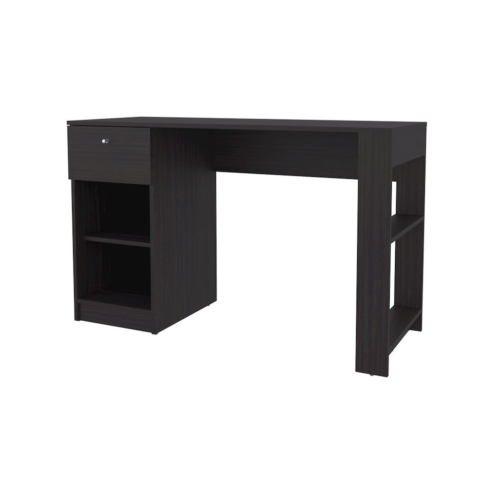 Sun City Computer Desk with a Drawer and Open Storage, Wengue. Picture 1