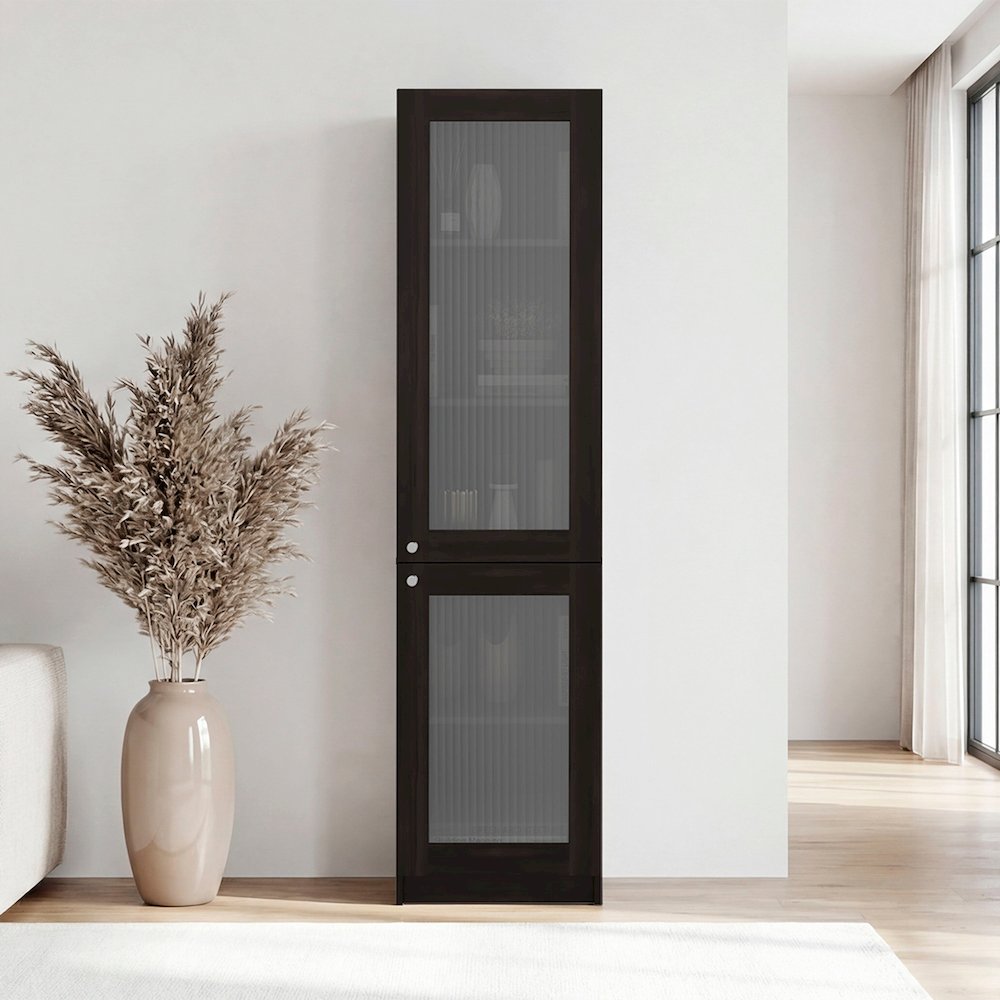 Modern Storage Cabinet with 5 Shelves and Glass Front, Minimalist Design. Picture 2