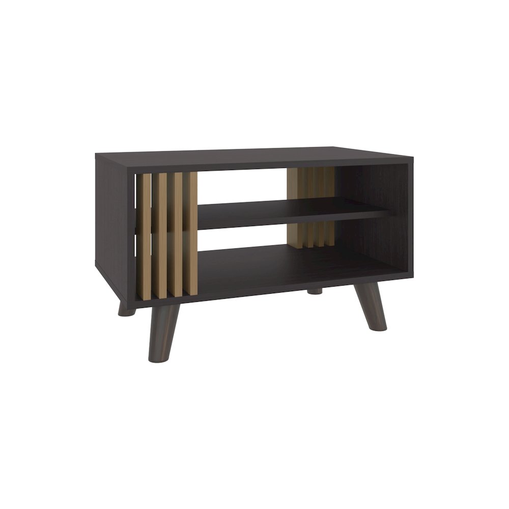 Shark Coffee Table with Open Storage and 4 legs, Wenge and Natural Oak. Picture 4