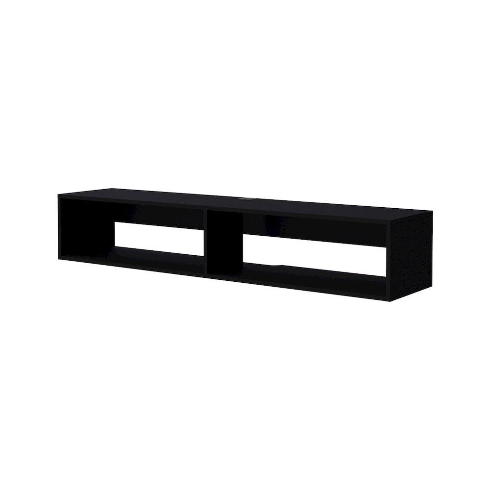 Central Floating media rack in melamine with two shelves,Wenge. Picture 1