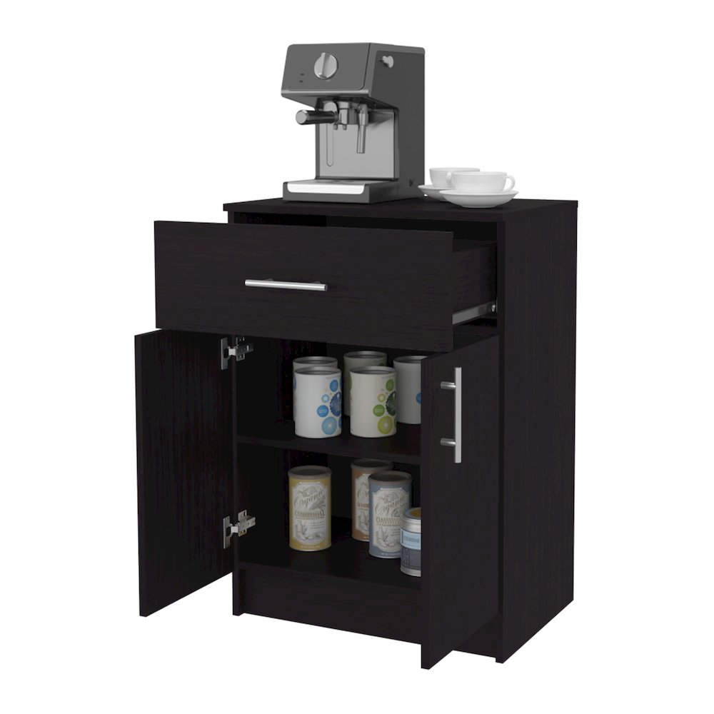 Cope kitchen Pantry in melamine with 2 doors and 1 drawer, Wengue. Picture 5