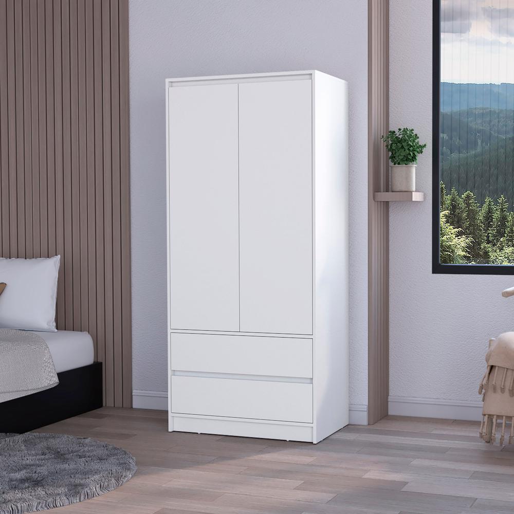 Avra 2 Drawers Armoire, 2-Door, Hanging Rod. Picture 4
