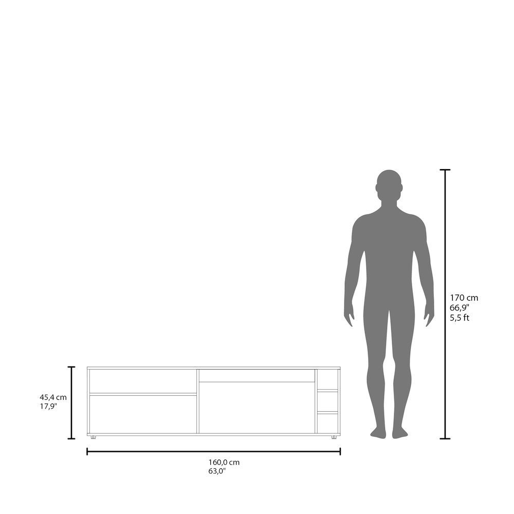 Mayo TVStand for 70" Screen with Open Storage and Melamine Finish,Wengue. Picture 6