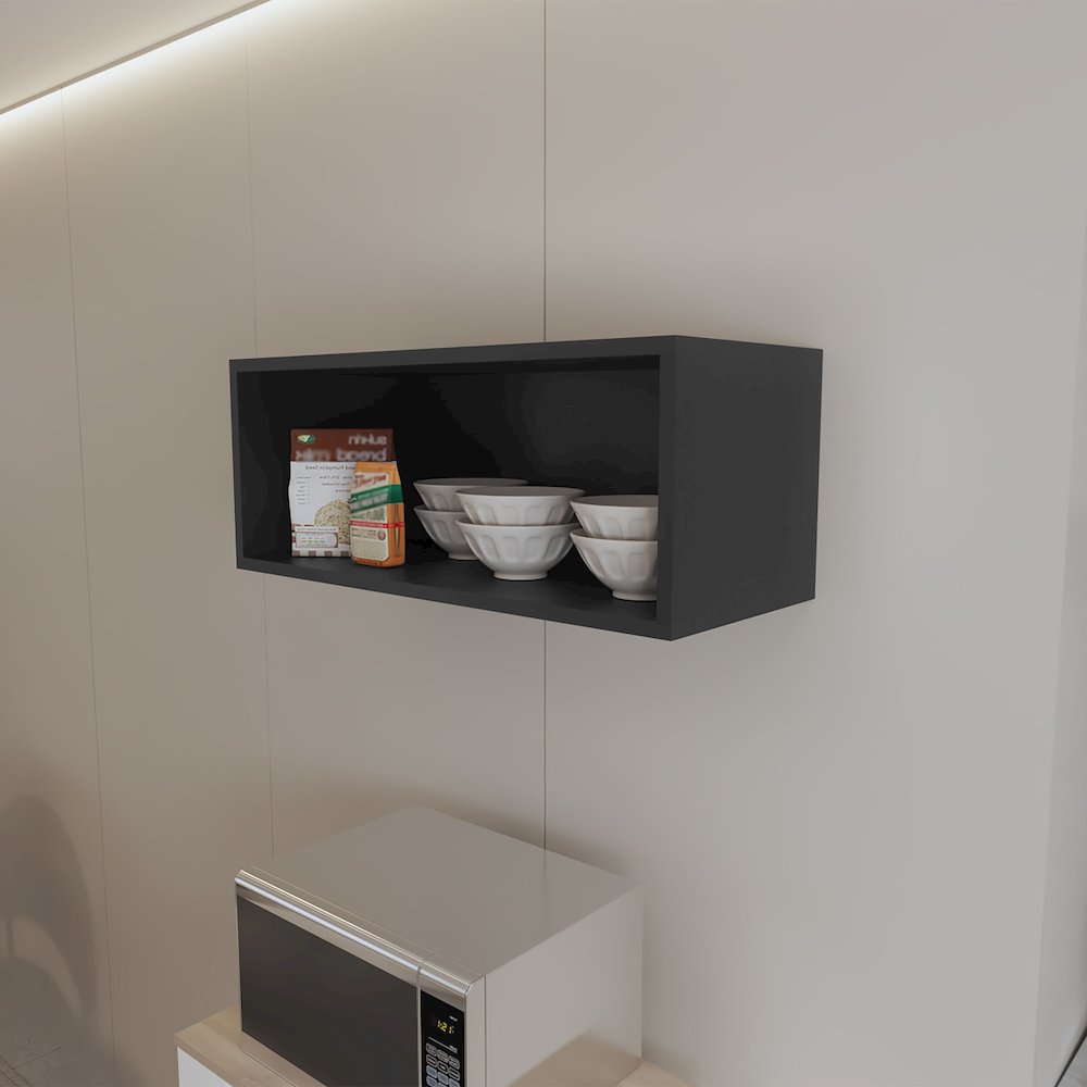 Hard Rock Wall Cabinet in Melamine with Open Storage, White. Picture 7
