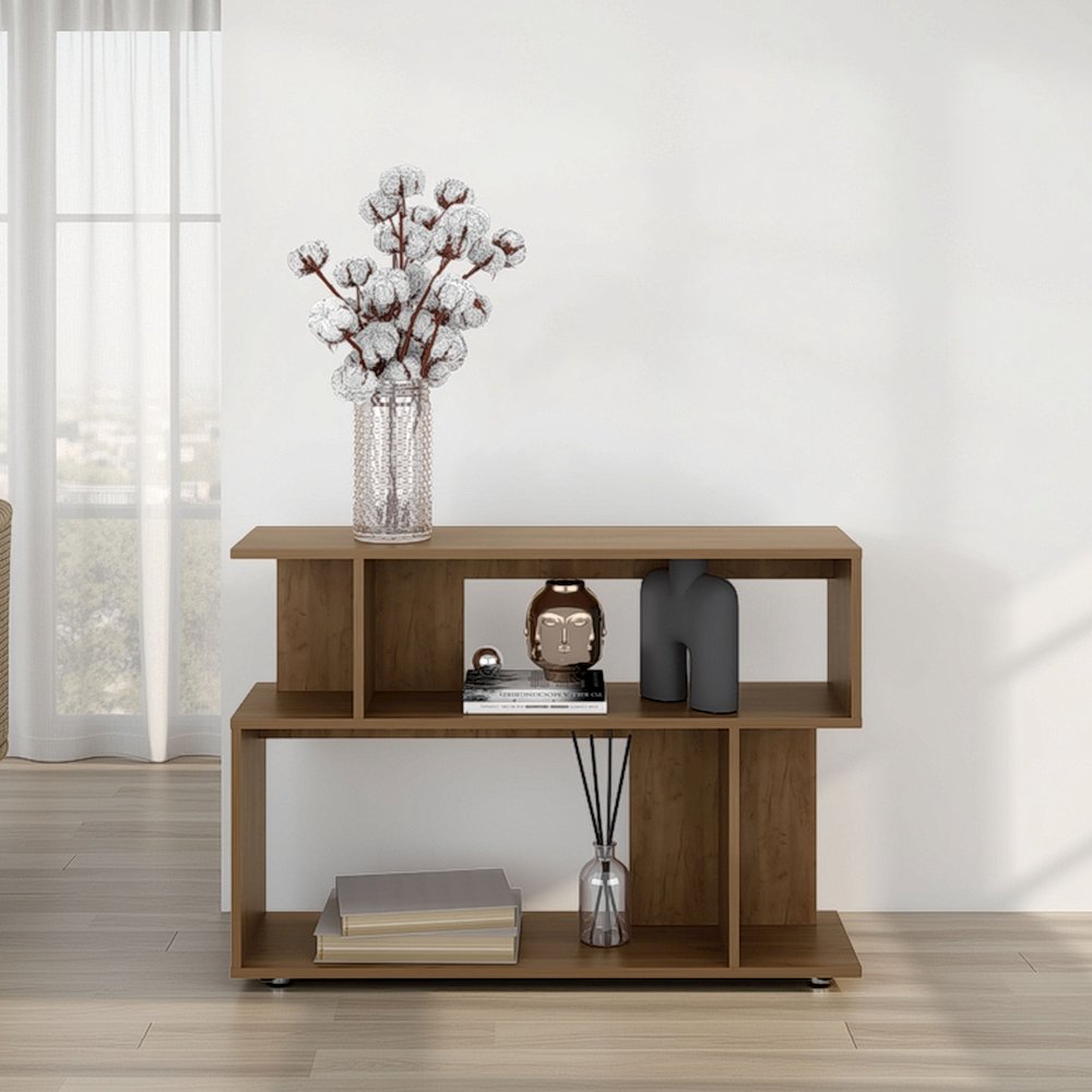 Bell Modern Storage Shelf, Open Design with 2 Shelves, High-Quality Wood. Picture 2