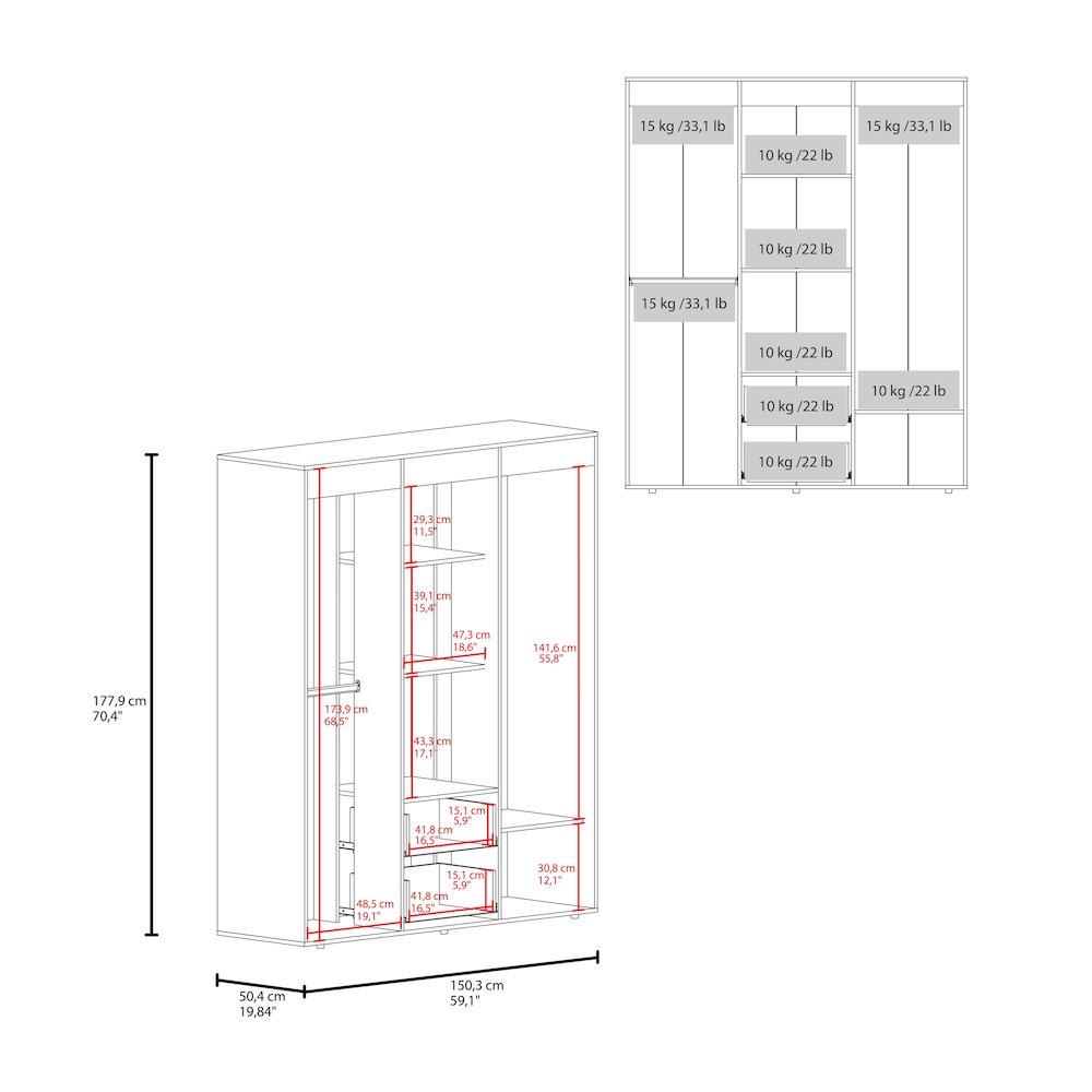 Extremoduro 4-Door Wardrobe with Drawers and Shelves for Storage, Modern Design. Picture 3
