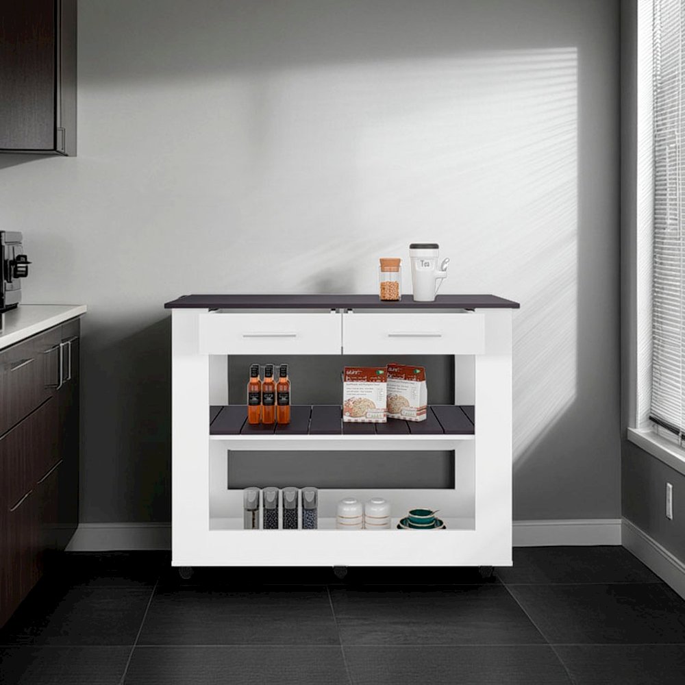 Kitchen island  with Open Storage and 3 Shelves, White. Picture 7