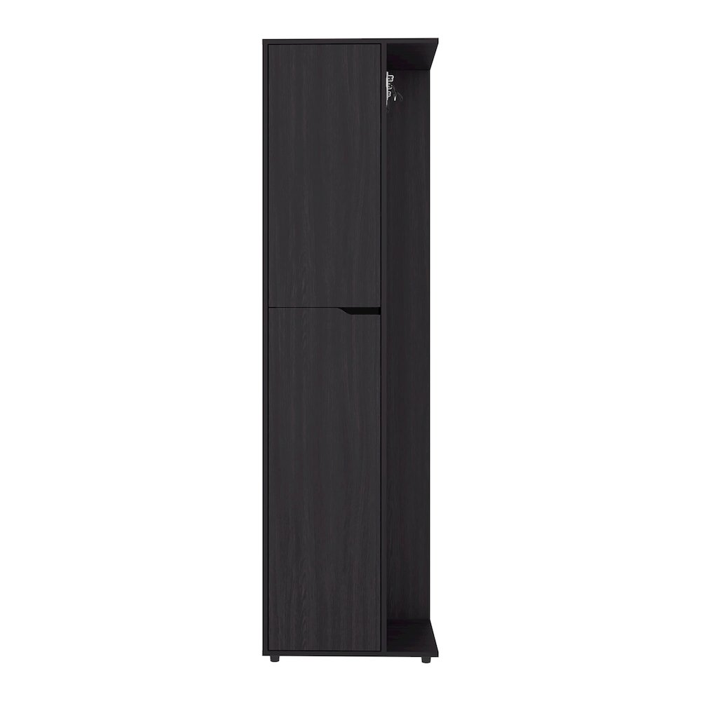FM FURNITURE Harper Broom Cabinet, with 2 doors, 3 shelves and a holder,WENGUE. Picture 1
