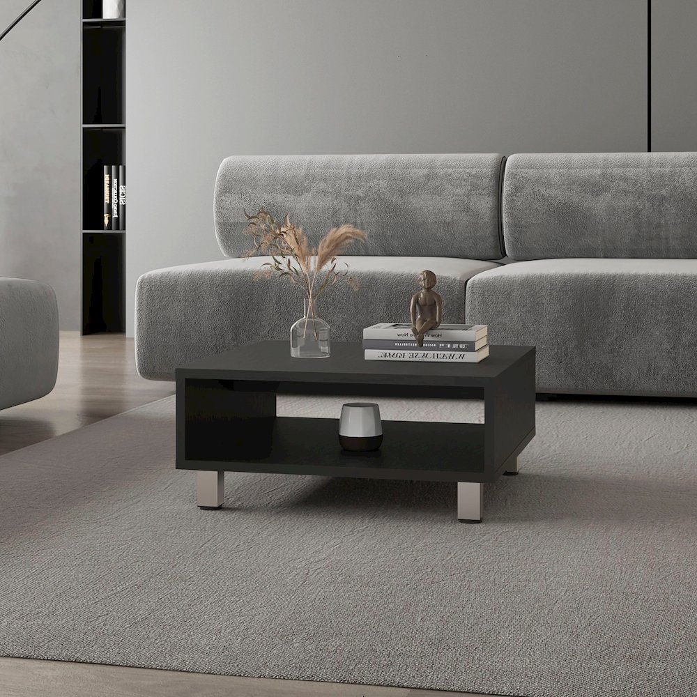 Avondale Coffee Table in Melamine with Open Storage, Wenge. Picture 6