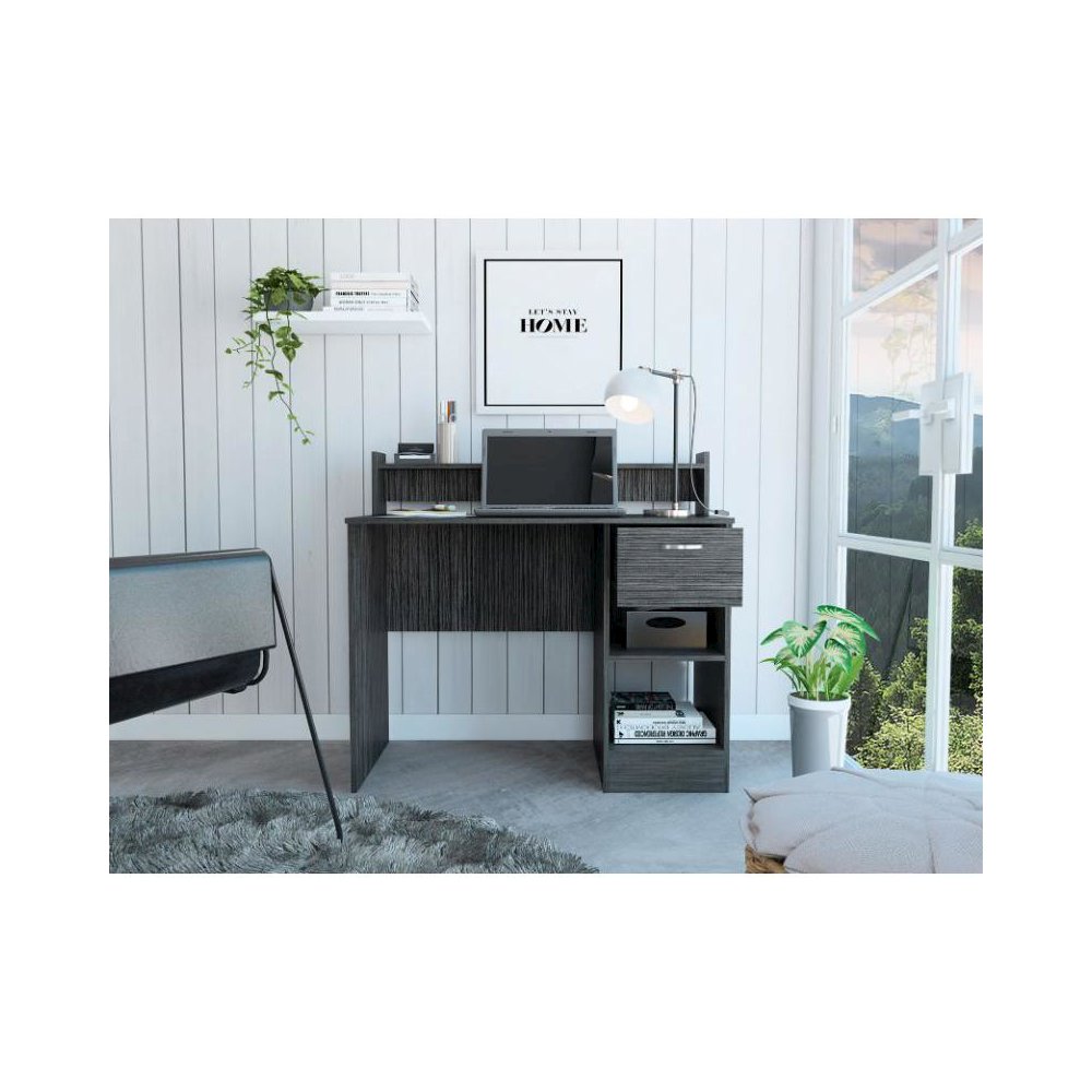 Charlotte Computer Desk with 2 Storage Shelves and Drawer. Picture 3