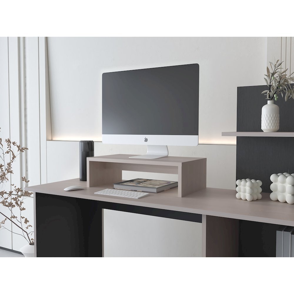 Sells Monitor Stand in Melamine And Particule Board, White Oak. Picture 4