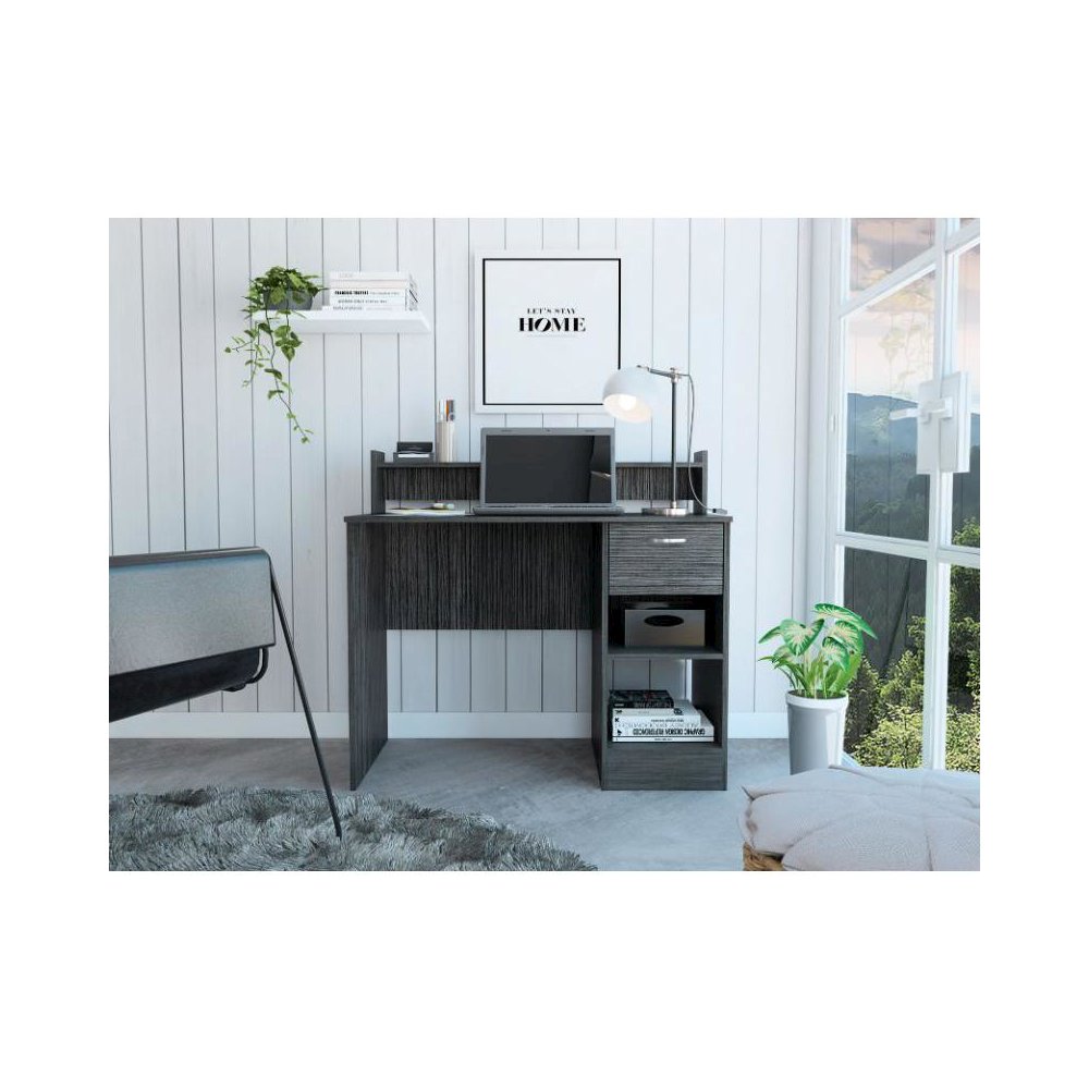 Charlotte Computer Desk with 2 Storage Shelves and Drawer. Picture 4