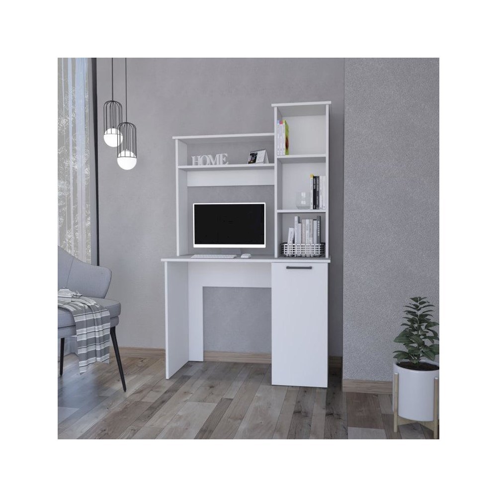 Rumford Computer Desk with Hutch and 3-Tier Storage Shelves. Picture 4