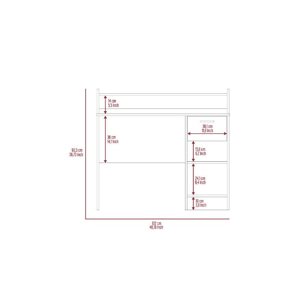 Charlotte Computer Desk with 2 Storage Shelves and Drawer. Picture 2