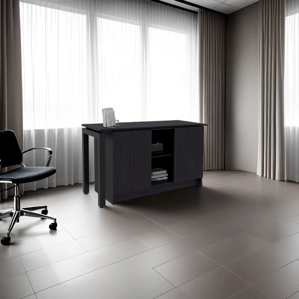 Elfrida Desk, Two Open Storage Shelves, White. Picture 2