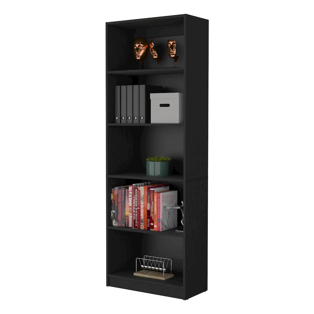 Sutton 4 Shelves Bookcase with Modern Storage Shelves, Wenge. Picture 5