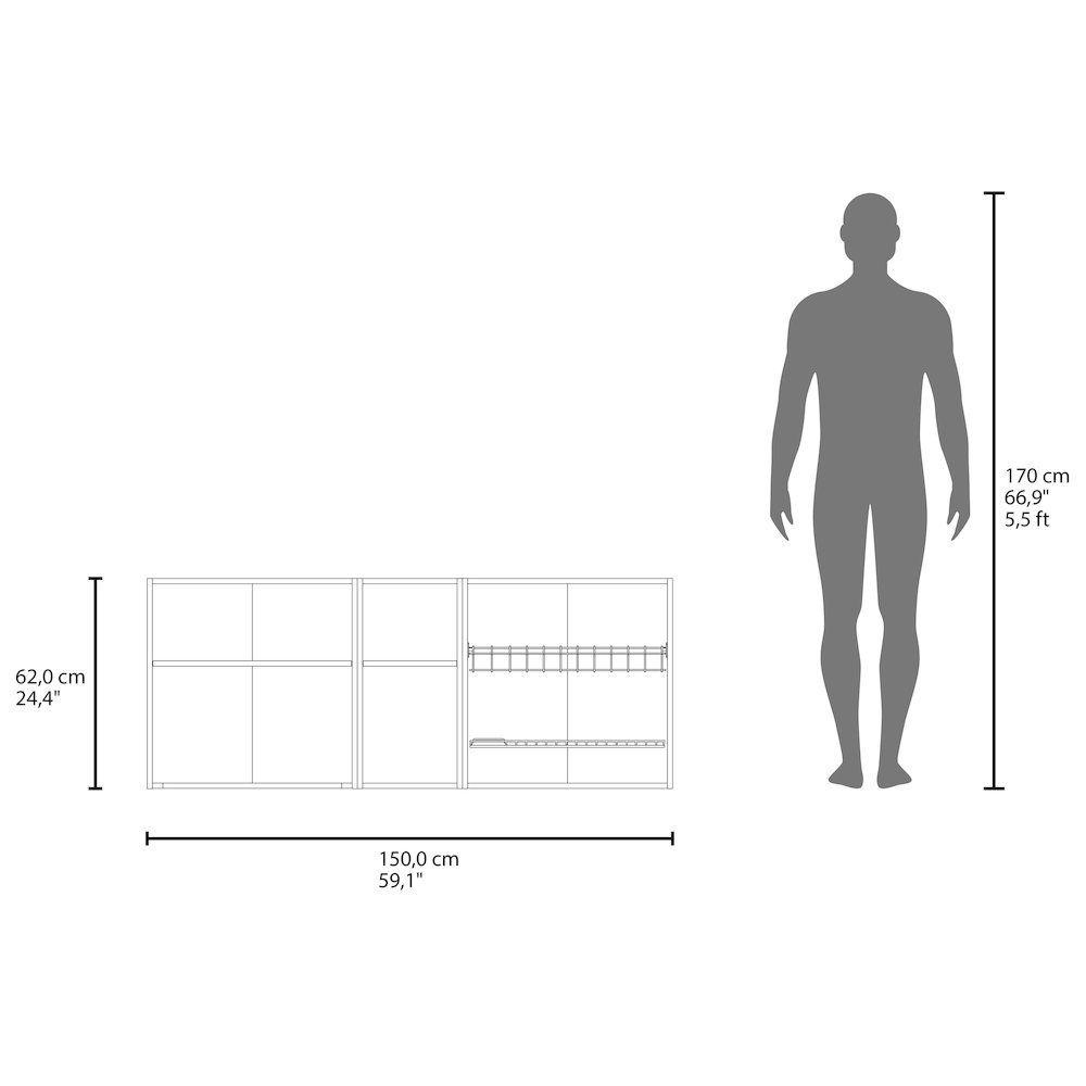 Wall-Mounted Kitchen Cabinet with Microwave Space, Open Shelves, Double Doors. Picture 7