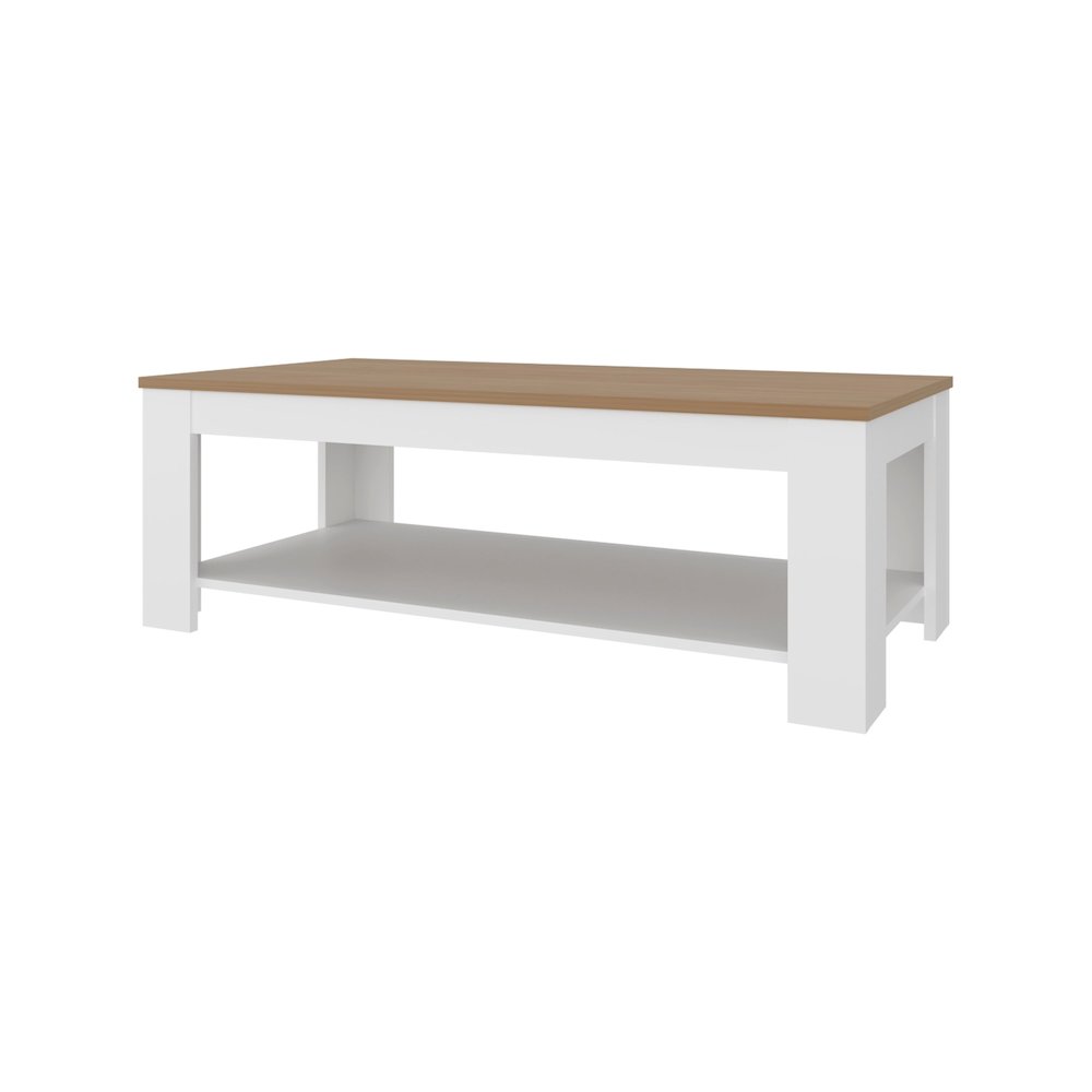 Rectangular Coffee Table with Lower Shelf, Wenge and Natural Oak. Picture 6