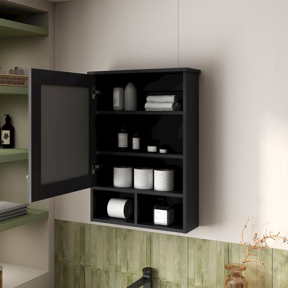 Poston Medicine Cabinet With a Door And Included Mirror, Wenge. Picture 3