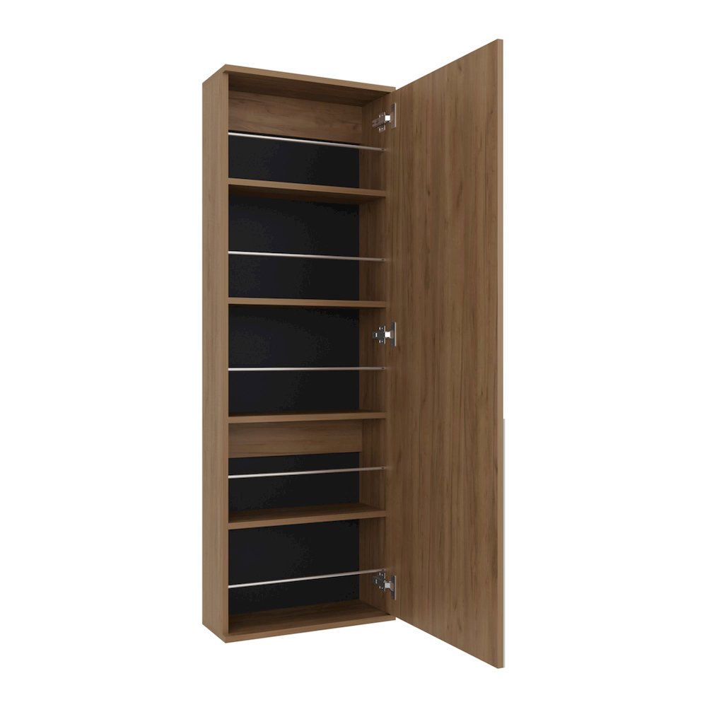 Queen Creek Shoe Rack with Mirror and One Door, Natural Oak. Picture 6