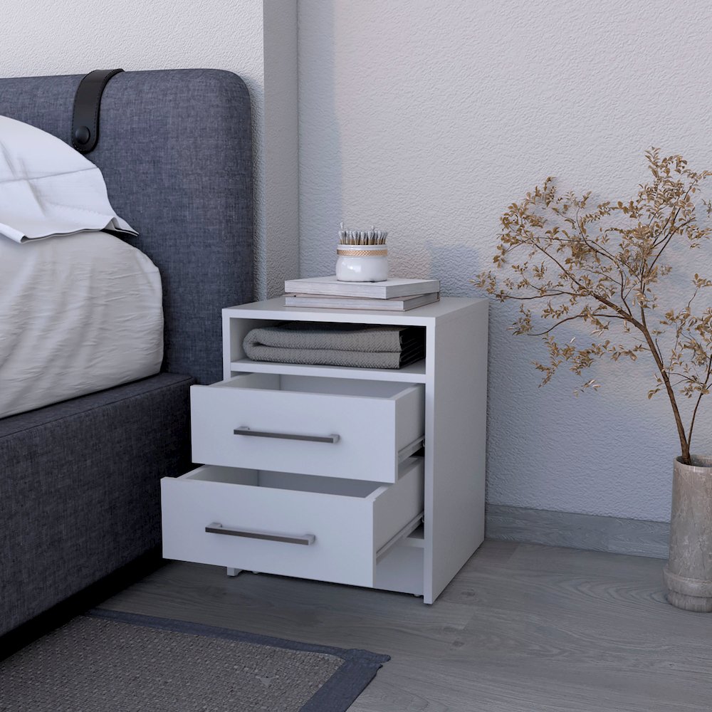 Eastover Nightstand 2.0 in melamine with two drawers. Picture 3