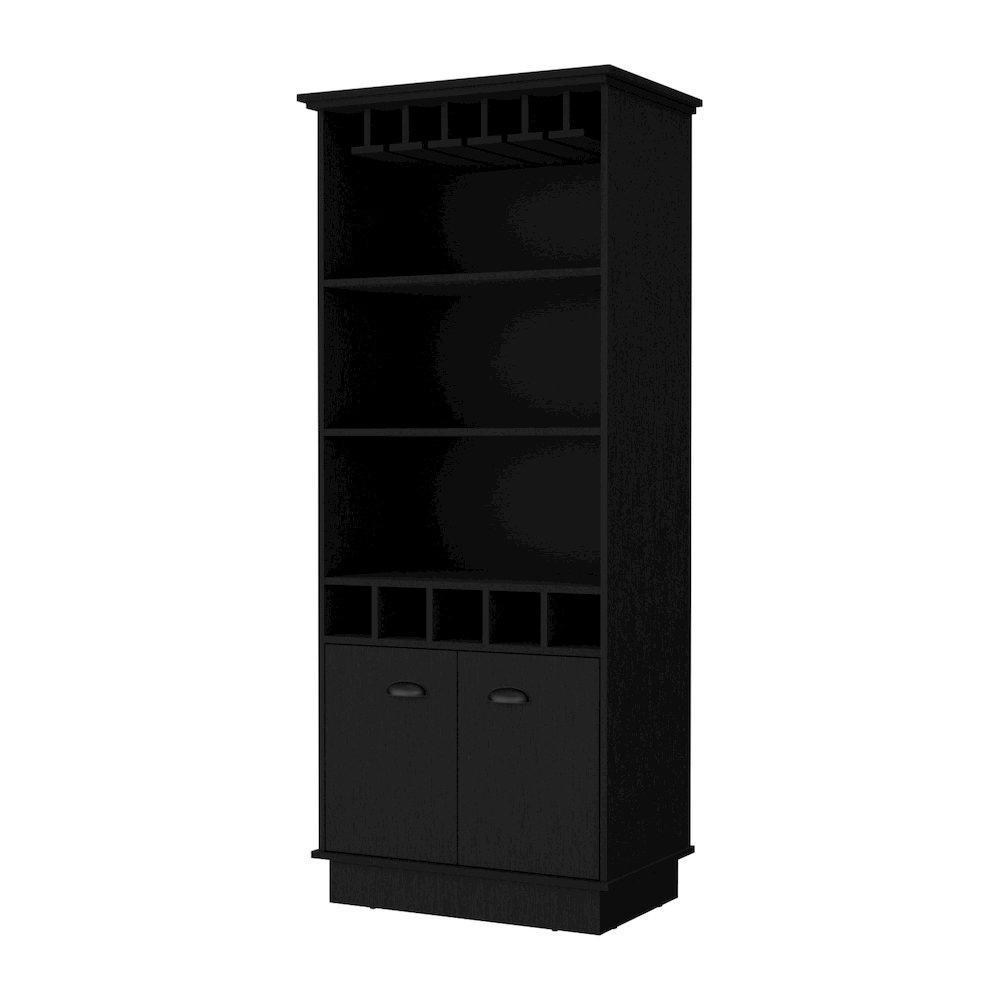 Sophia Bar Cabinet with Glassware Rack and Five Bottle Racks, Wenge. Picture 1