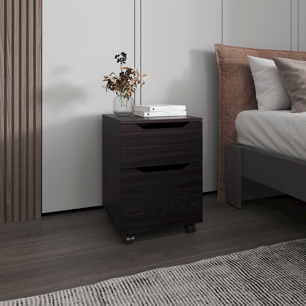 Newriver Nightstand with 1 Door and 1 Drawer , Wengue. Picture 4