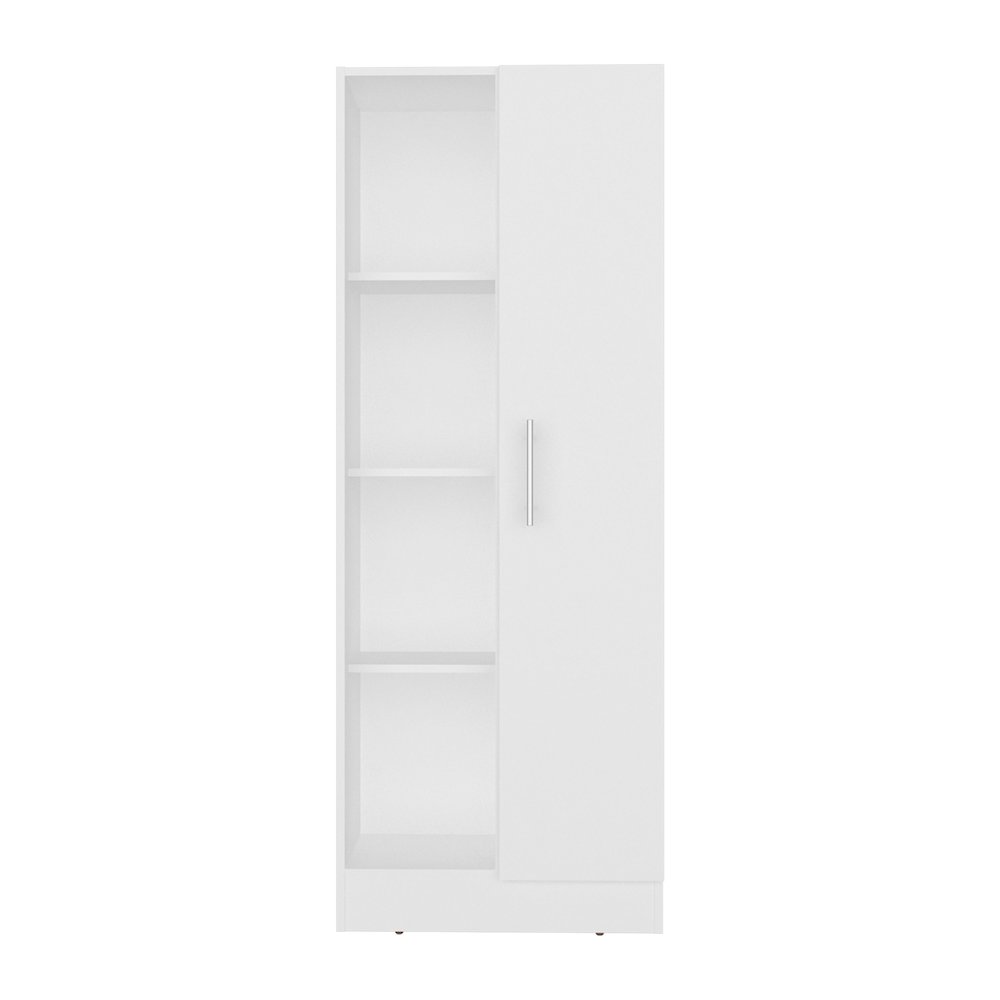 Kitchen Pantry Cabinet with 3 Closed and 3 Open Compartments for Storage, White. Picture 1