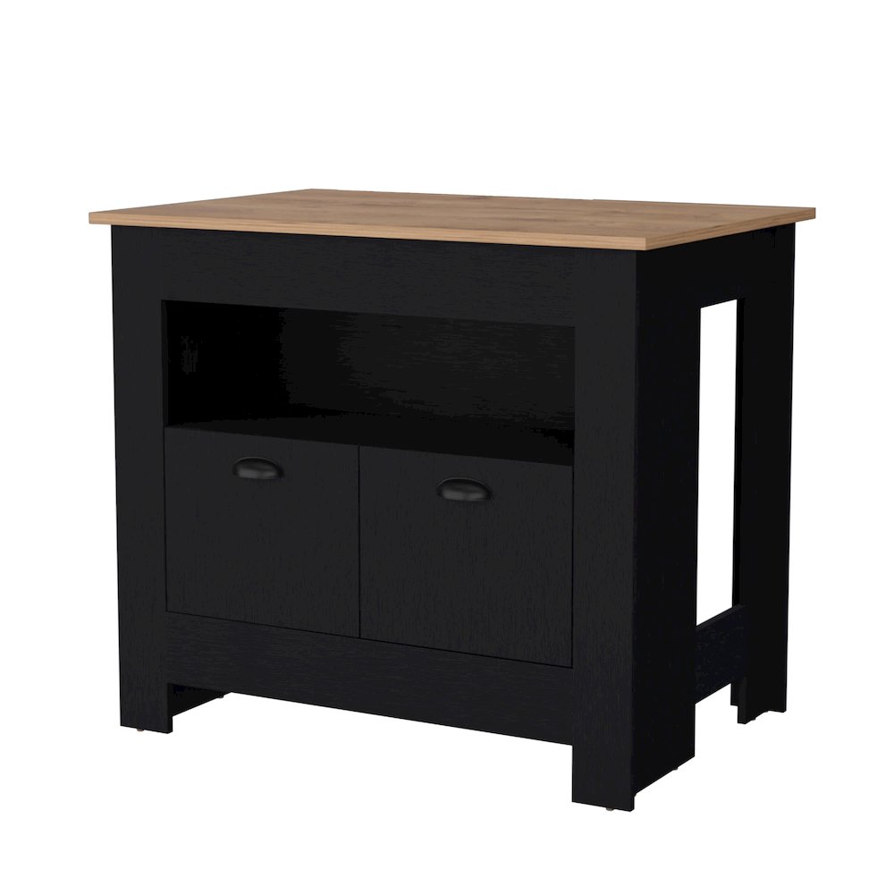 Theba Kitchen Island, whit 2 doors, 3 shelves. Picture 1