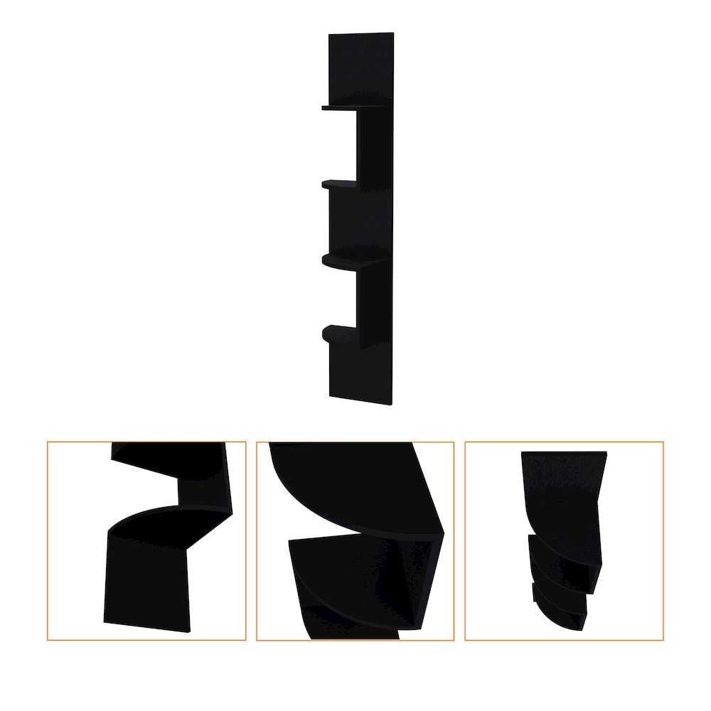 Rosebud Corner Floating Shelf: Modern Full-Wall 4-Shelf Unit. Picture 3
