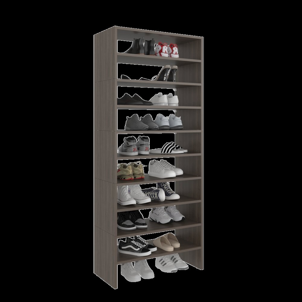 Modern Shoe Rack Multi Tier Storage for Bedroom and Entryway, Gray Walnut. Picture 4