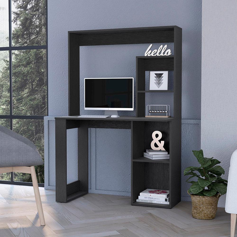 Carroll Computer Desk with Hutch and Storage Shelves. Picture 4