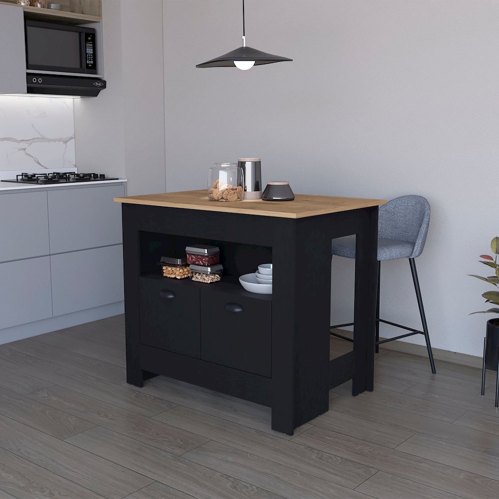 Theba Kitchen Island, whit 2 doors, 3 shelves. Picture 7
