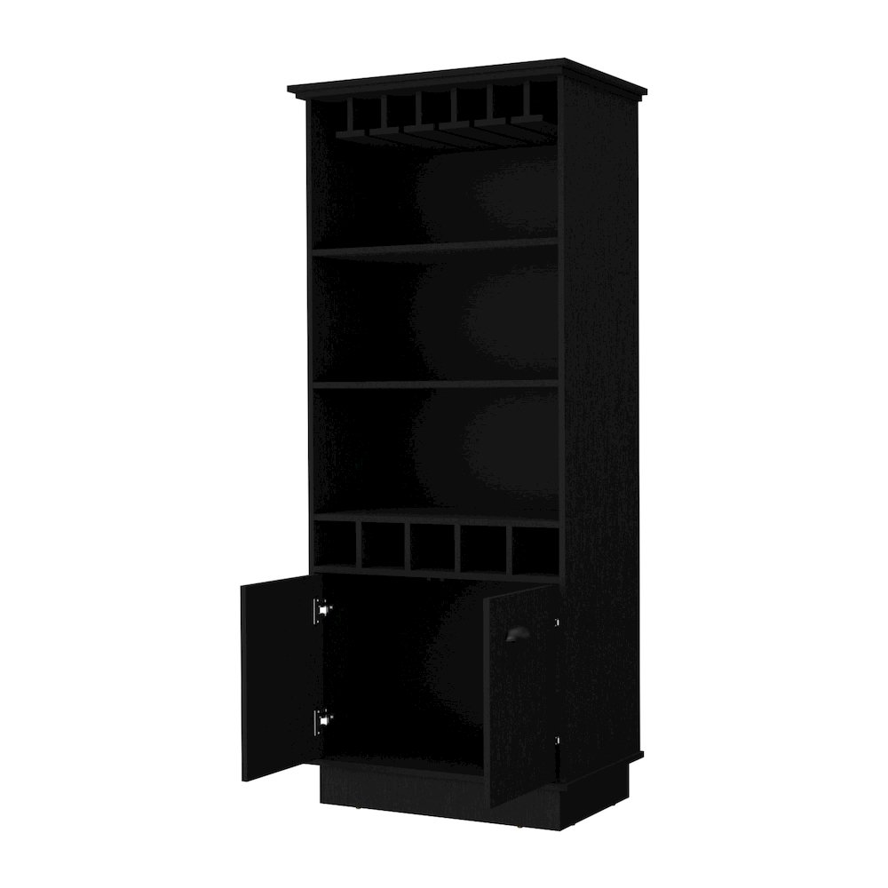 Sophia Bar Cabinet with Glassware Rack and Five Bottle Racks, Wenge. Picture 3