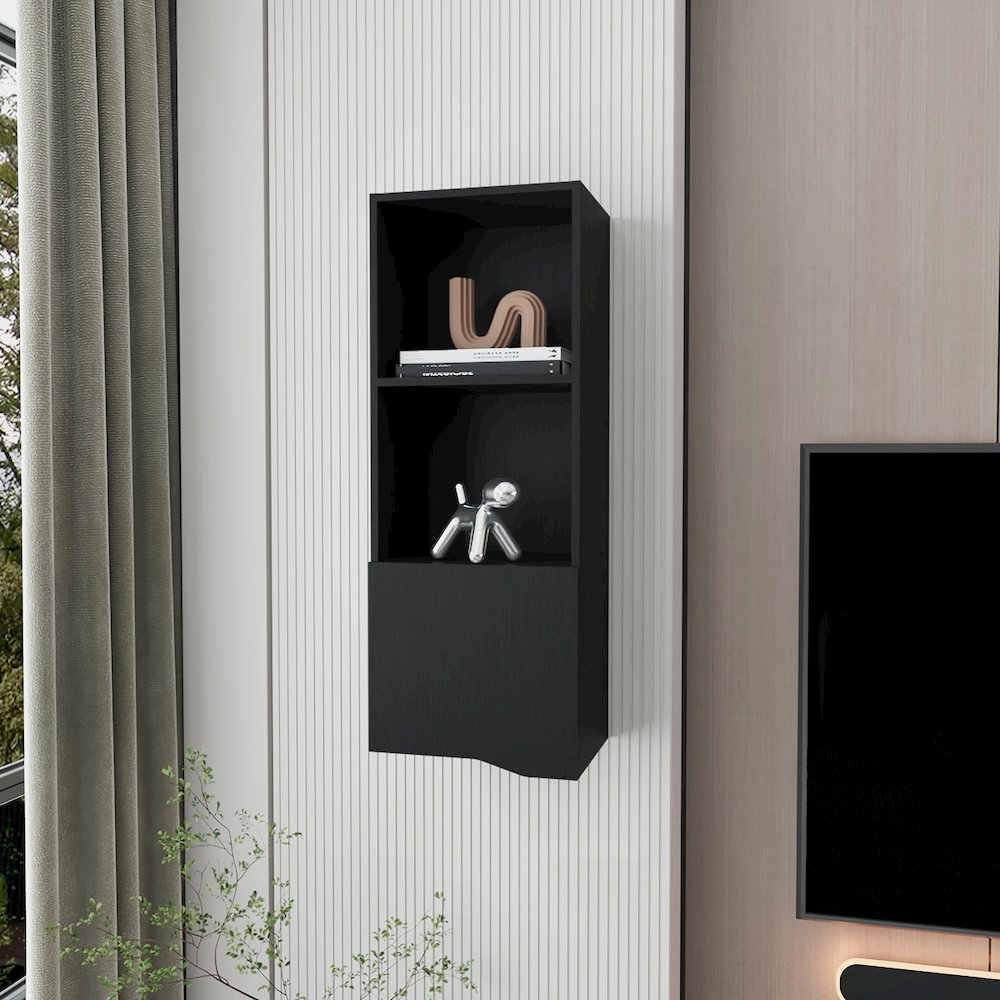 Pima Wall Cabinet in Melamine With One Door, Wenge. Picture 8