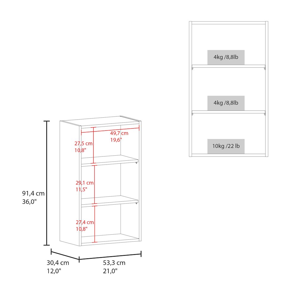 Guadalupe Wall Cabinet in Melamine with Open Storage, White. Picture 2
