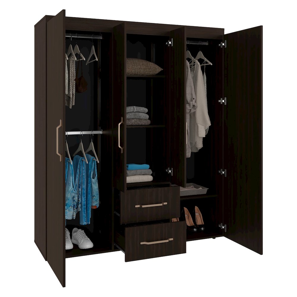 Extremoduro 4-Door Wardrobe with Drawers and Shelves for Storage, Modern Design. Picture 4