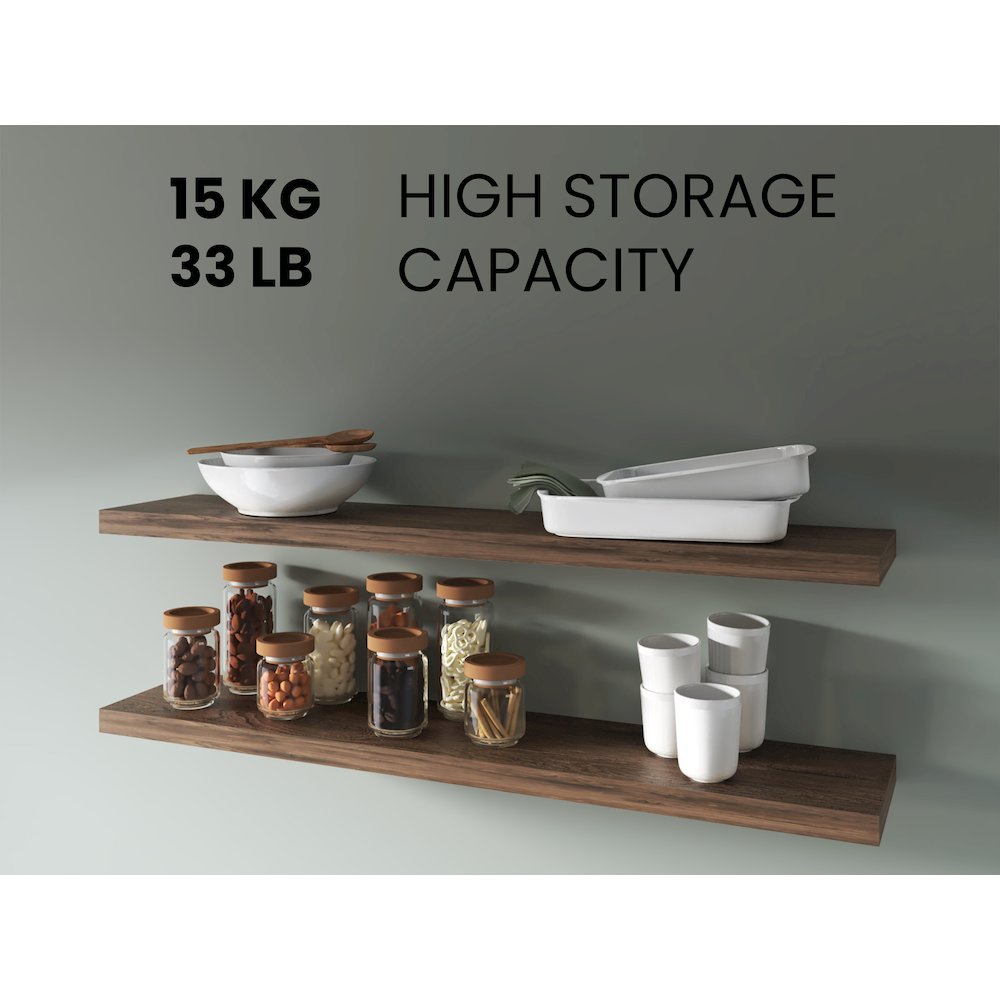 Greer Floating Shelf in Melamine x2, Dark Brown. Picture 3
