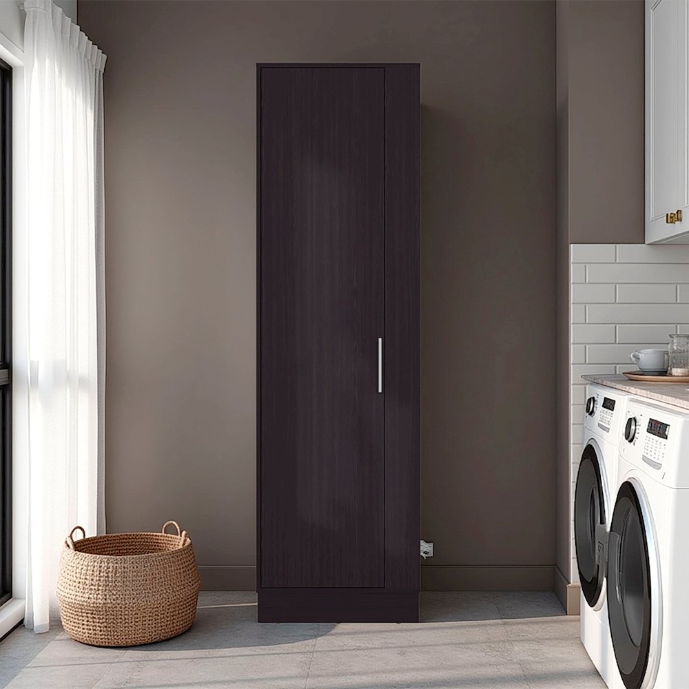 FM FURNITURE Nampa Storage Cabinet, Single Door, Broom Hangers,WENGUE. Picture 2