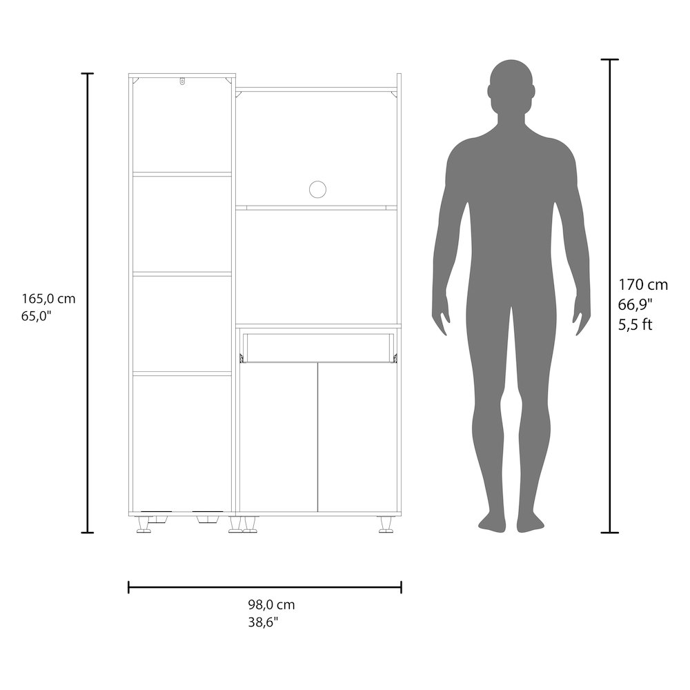 Kitchen Storage Cabinet with Microwave Shelf, Drawer, and Open Compartments. Picture 7