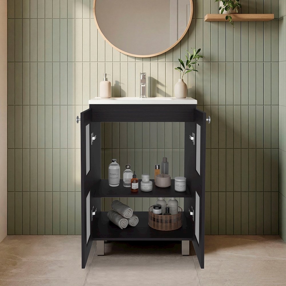 San Diego Two-Door Bathroom Cabinet with Internal Shelves for Efficient Storage. Picture 4