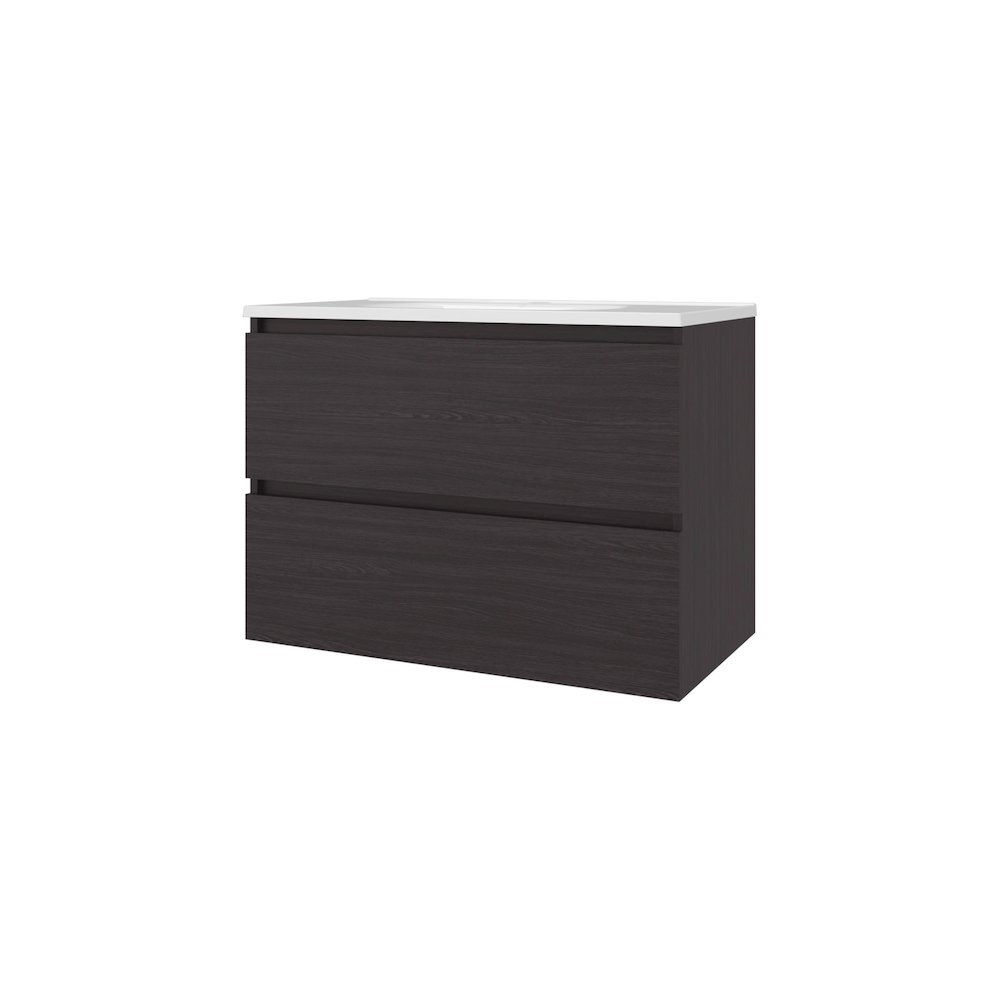 Smoot Floating Vanity with Two Drawers and Sink, Wengue. Picture 1
